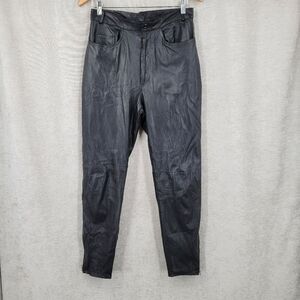 Verducci Vintage 80s Black Leather Pants High Rise Ankle Zippers